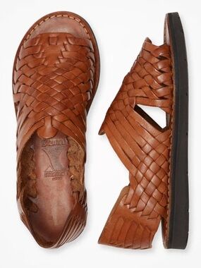 Brand X Woven Leather Huarache Sandals - Brown